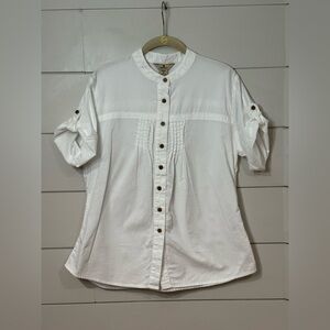 Woolrich Cotton Roll Tab Sleeve Button Up Size M